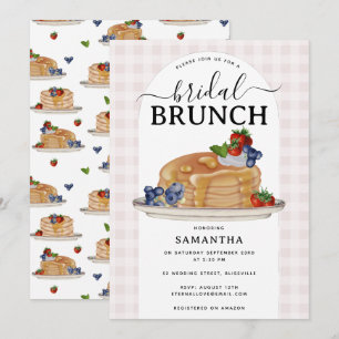 Invitation Pancakes Baies Brunches Plaid Rose Enterrement de