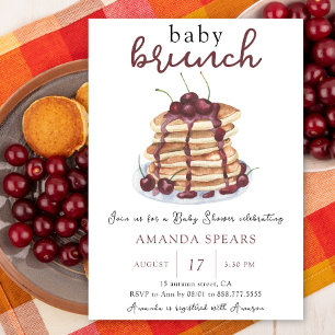 Invitation Pancakes de brunch pour bébé Cerise douce Baby Sho
