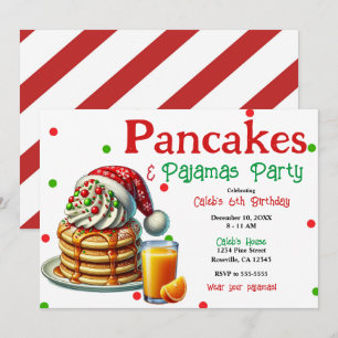 Invitation Pancakes de Noël et pyjama Santa Party PJ 