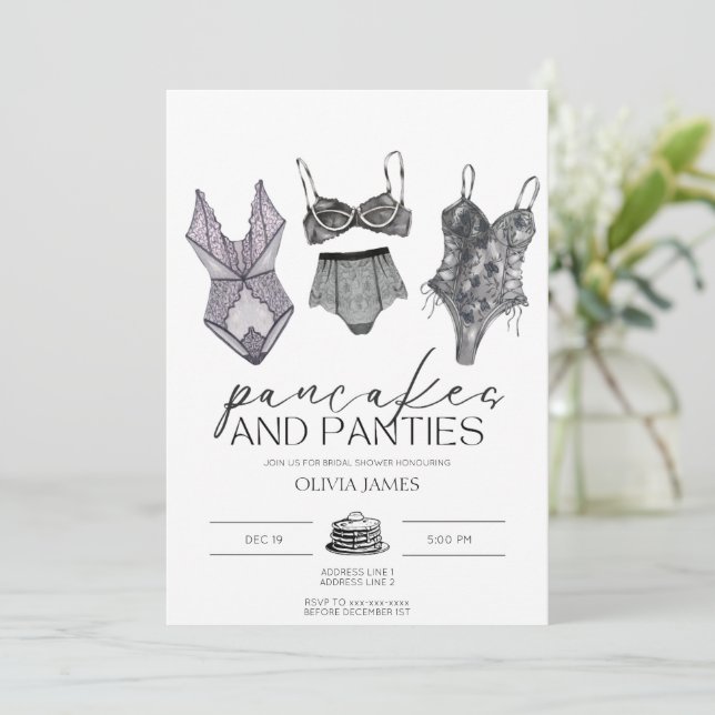 Invitation Pancakes et culottes lingerie nuptiale douche (Debout devant)