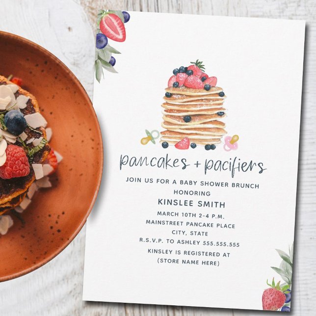 Invitation Pancakes Et Pacificateurs Baby shower Brunch (Créateur téléchargé)