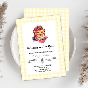 Invitation Pancakes et Pacificateurs En vichy Baby shower pla