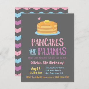 Invitation Pancakes et Pajamas Chevron fête d'anniversaire