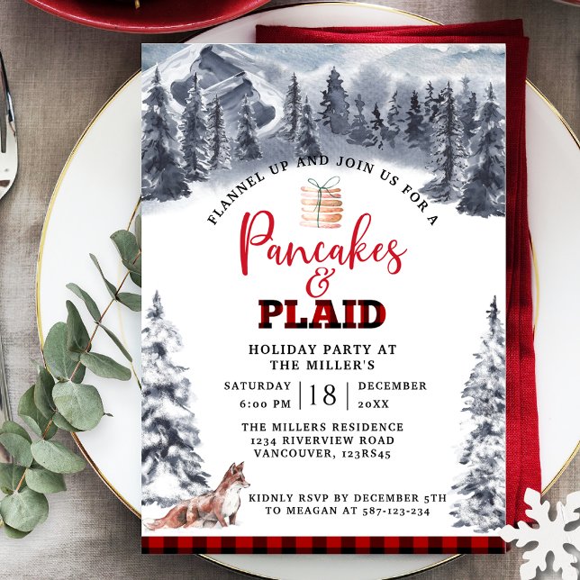 Invitation Pancakes et Plaid Holiday Party, Russe (Créateur téléchargé)