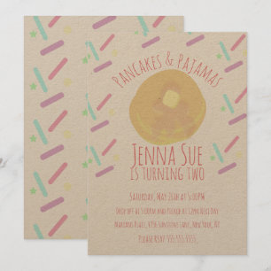 Invitation Pancakes et Pyjama Soirée Pyjama Paillettes Kraft