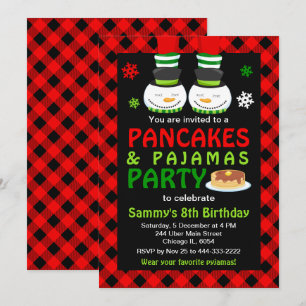 Invitation Pancakes et Pyjamas Anniversaire Bonhomme de neige