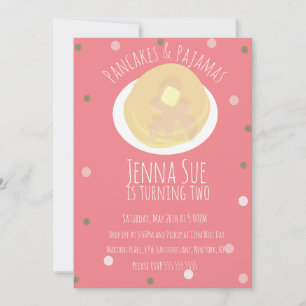 Invitation Pancakes et pyjamas Draps Filles Confetti Rose
