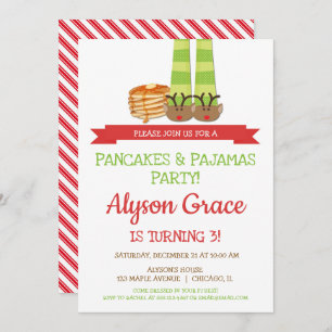 Invitation Pancakes et pyjamas fête d'anniversaire