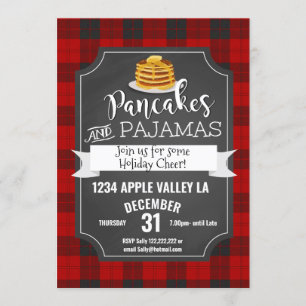 Invitation Pancakes et pyjamas fête de Noël