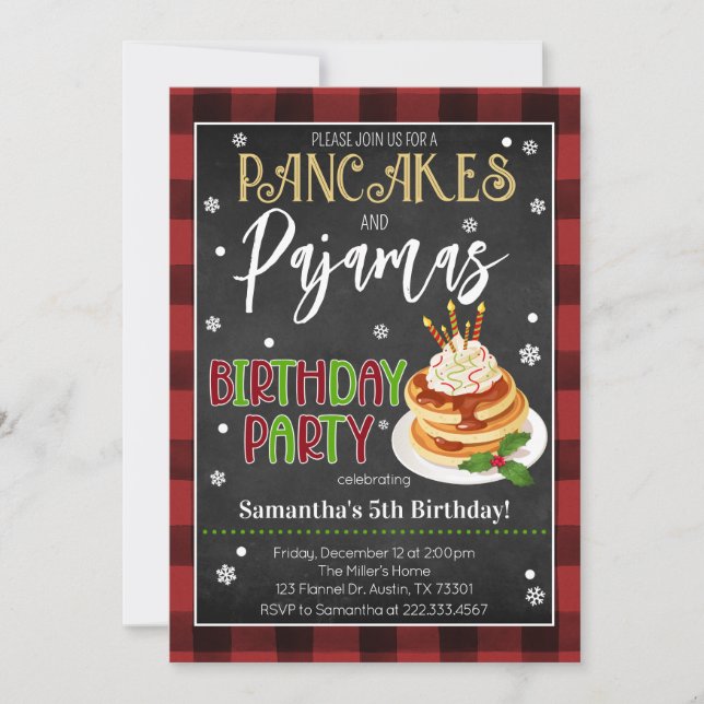 Invitation Pancakes et pyjamas Fête de Noël (Devant)