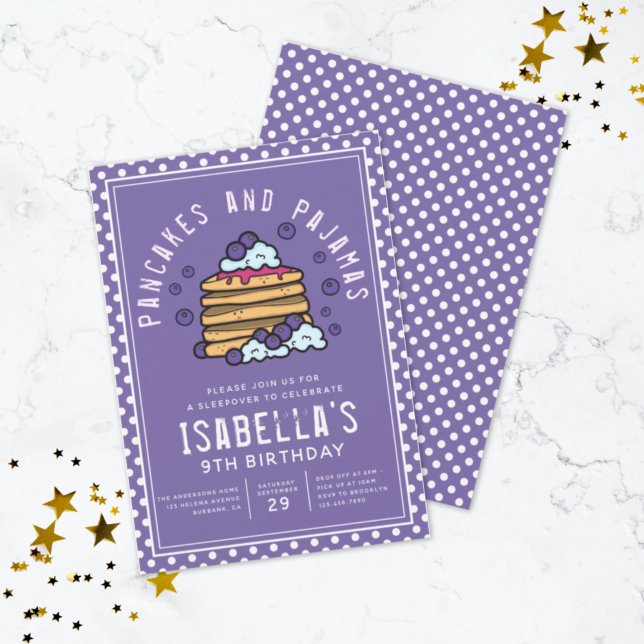 Invitation Pancakes et pyjamas mignons (Créateur téléchargé)