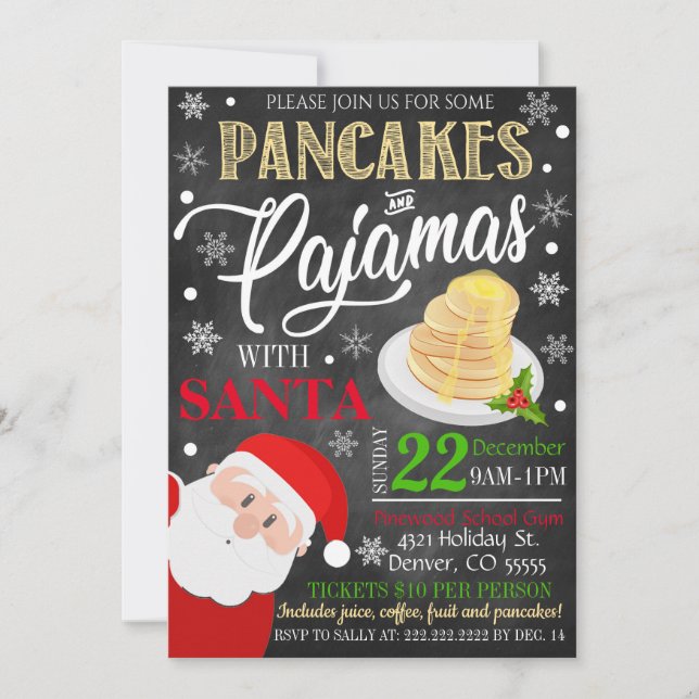 Invitation Pancakes et pyjamas Noël (Devant)