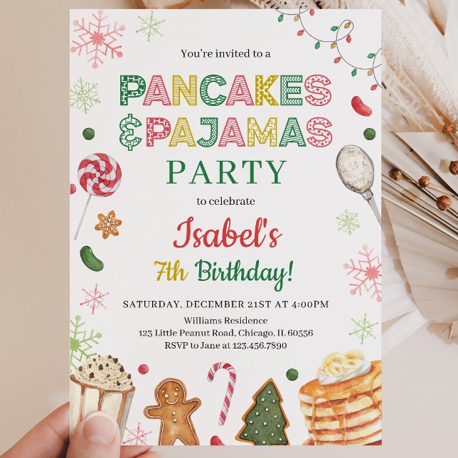 Invitation Pancakes et Pyjamas Noël Anniversaire (Créateur téléchargé)