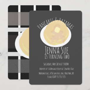 Invitation Pancakes et Pyjamas Soirée Pyjama Filles   Carreau