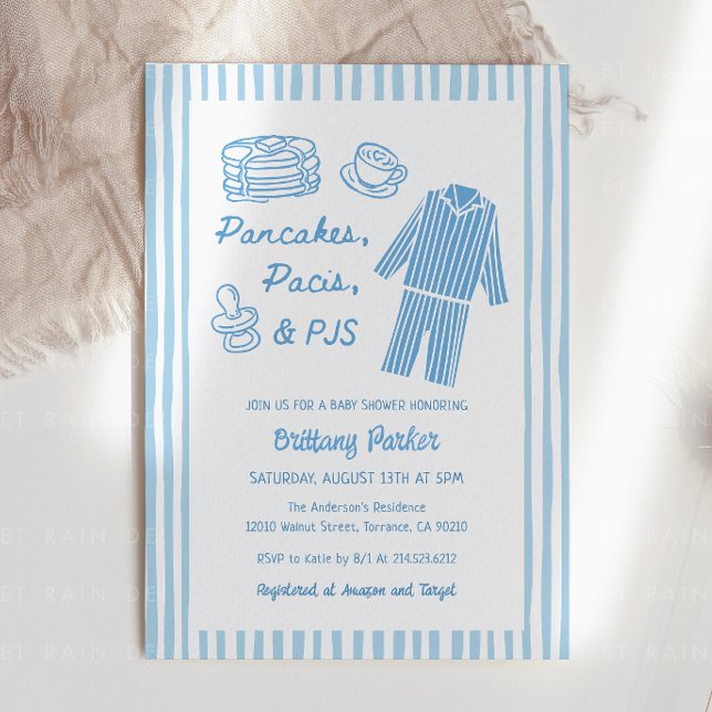 Invitation Pancakes, Pacis & PJs Boy Baby Shower (Créateur téléchargé)