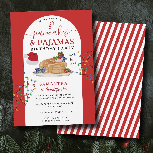 Invitation Pancakes Pajamas PJ's Girl Christmas Birthday (Pancakes Pajamas PJ's Girl Christmas Birthday Invitation)