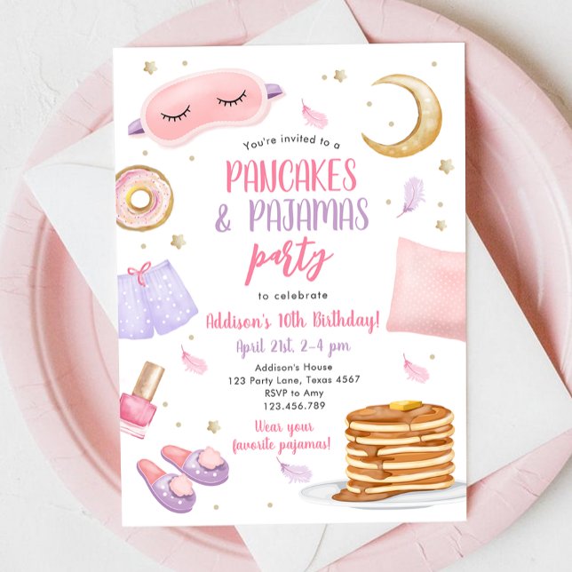 Invitation Pancakes Pajamas Slepover Fête du bois d'oeuvre An (Créateur téléchargé)