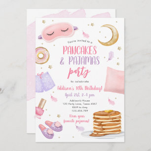 Invitation Pancakes Pajamas Slepover Fête du bois d'oeuvre An