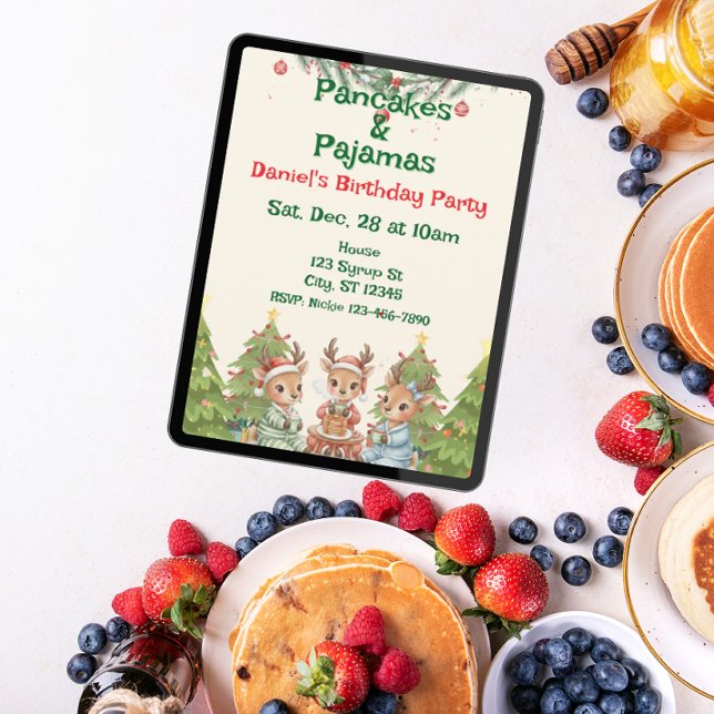 Invitation Pancakes & Pajamas Vacances Anniversaire (Créateur téléchargé)