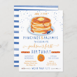 Invitation Pancakes & Pyjamas fête d'anniversaire