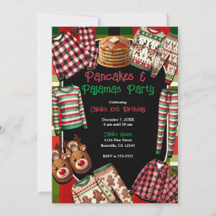 Invitation Pancakes & Pyjamas Noël PJ's Party Anniversaire