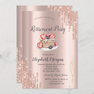 Invitation Pancakes Rose Parties scintillant or Drives Retrai