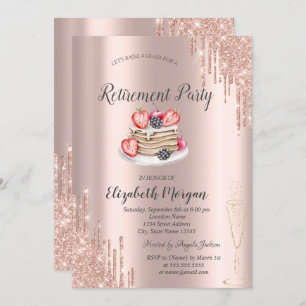Invitation Pancakes Rose Parties scintillant or Drives Retrai