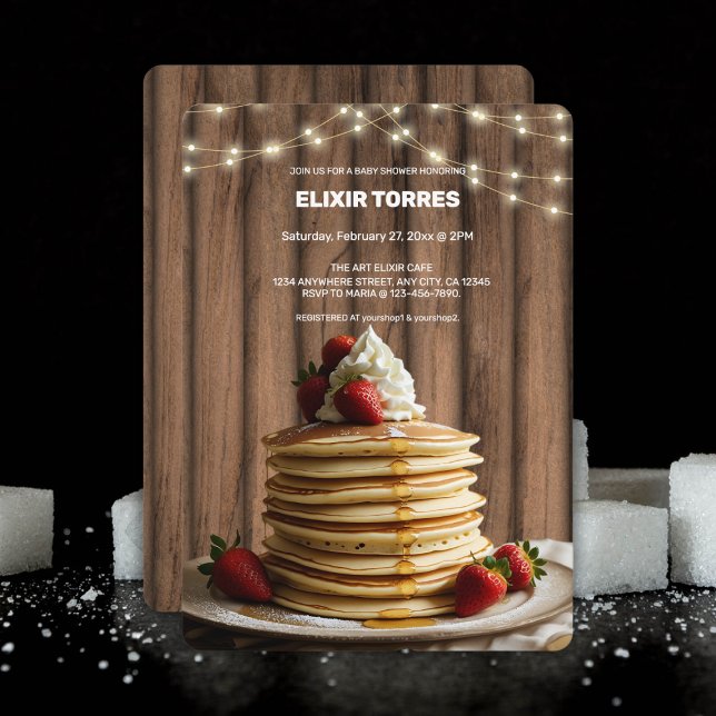 Invitation Pancakes rustiques Baby shower bébé et brunch (Créateur téléchargé)