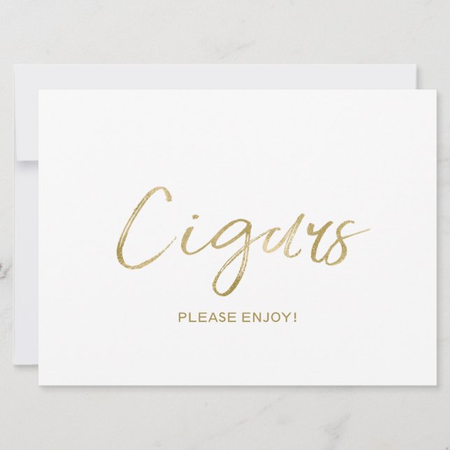 Invitation Pancarte "Cigares" de mariage | Doré élégant (Devant)