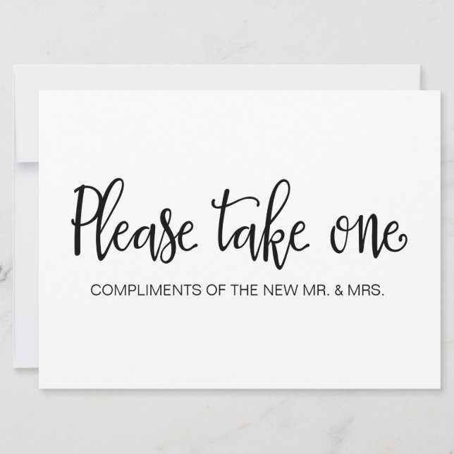 Invitation Pancarte de cadeaux de mariage "Prenez-en un, s'il (Devant)
