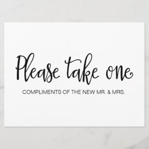 Invitation Pancarte de cadeaux de mariage "Prenez-en un, s'il