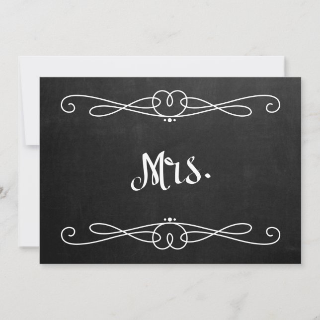 Invitation Pancarte de chaise de mariage "Mme" de style table (Devant)