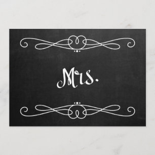 Invitation Pancarte de chaise de mariage "Mme" de style table