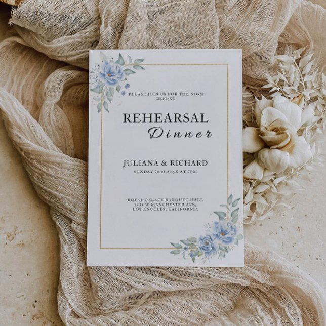 Invitation Pancarte de dîner de répétition de mariage bleu la (Blue Wedding Rehearsal Dinner Sign Night, Invitation)