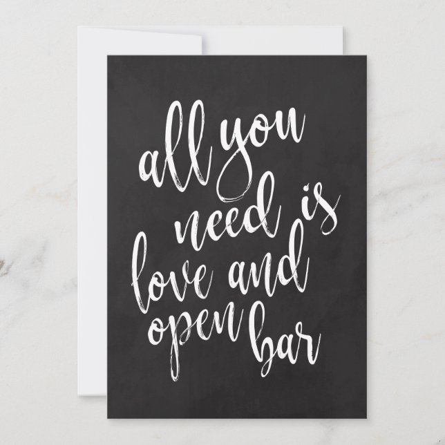 Invitation Pancarte de mariage à la craie pour bar ouvert abo (Devant)