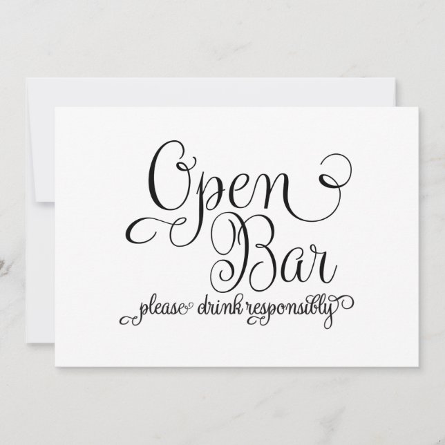 Invitation Pancarte de mariage Bar Ouvert (Devant)