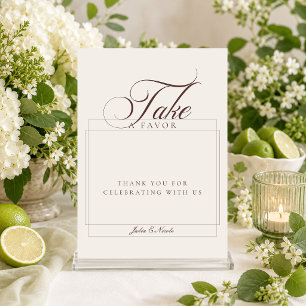 Invitation Pancarte de mariage classique ivoire marron prends