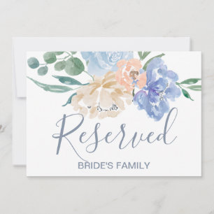 Invitation Pancarte de mariage réservée aux fleurs bleues pou