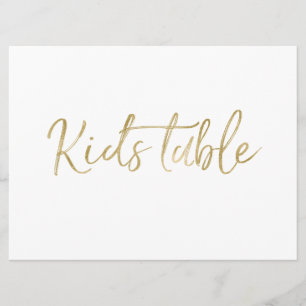 Invitation Pancarte de mariage "Table des enfants" Lettres