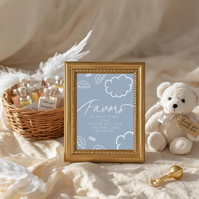 Invitation Pancarte de table de petits cadeaux bleu Little Pi (Little Piece of Heaven Favors Table Sign)