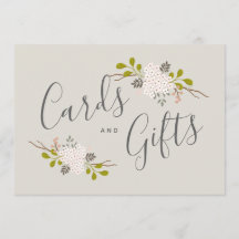 Pancarte de table pour cadeaux de mariage botaniqu
