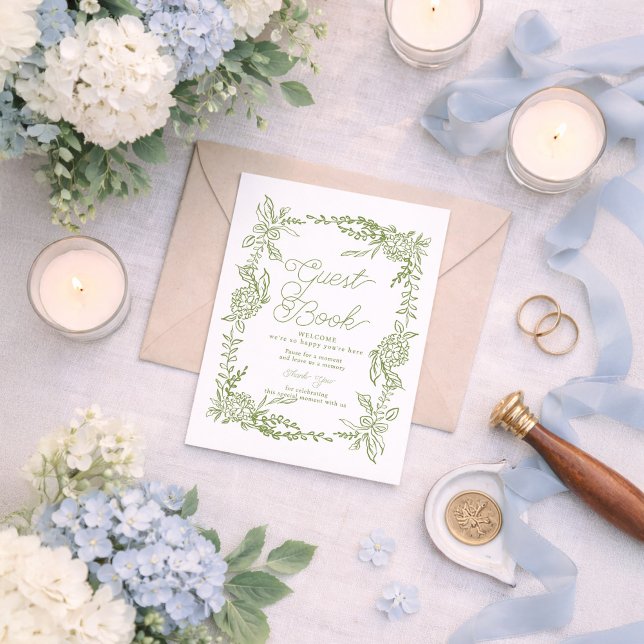 Invitation Pancarte de table pour livre d'or aux hydrangeas v (Créateur téléchargé)
