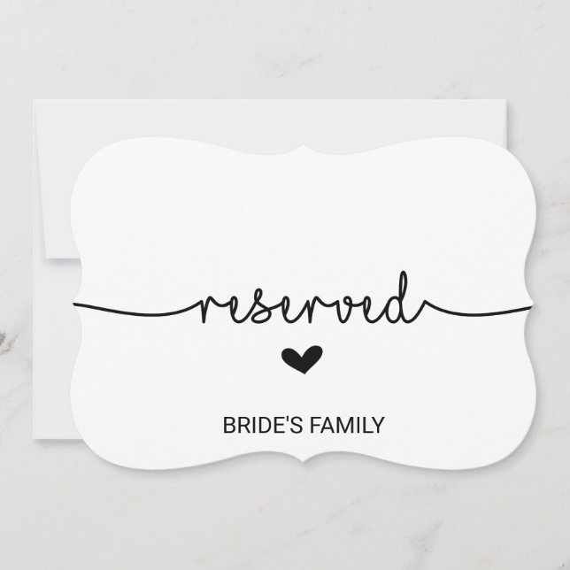 Invitation Pancarte Réservé Cœurs Amour (Devant)