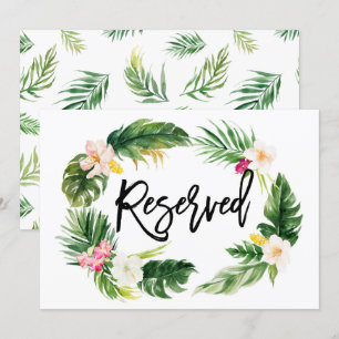 Invitation Pancarte réservée de couronne florale tropicale à 