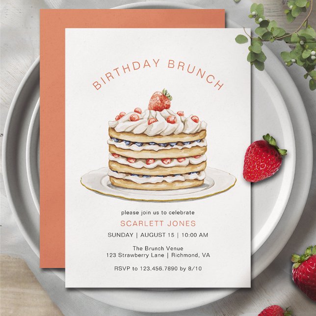 Invitation Pancartes aux fraises | Fun Joli Brunch d'annivers (Créateur téléchargé)