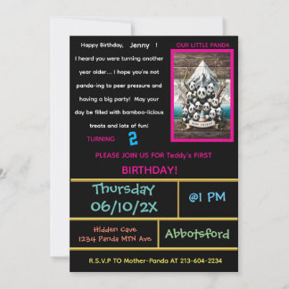 Invitation Panda Adventure : fête d'anniversaire !