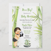 Panda Bamboo Thème Baby Boy Black White Green