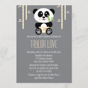 Invitation Panda bambou jaune dans le Baby shower des plongeu