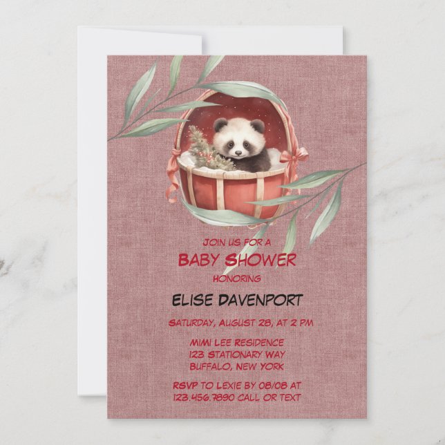Invitation Panda Bear Baby shower neutre du genre (Devant)