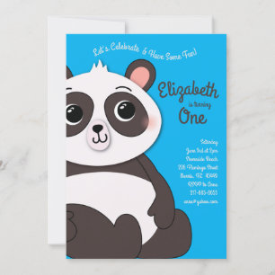 Invitation Panda Bears Cute Kids 1er anniversaire